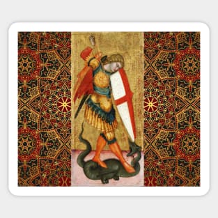 St. Michael Archangel and Dragon Sienese School Medieval Art Sticker